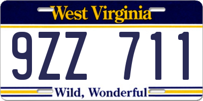 WV license plate 9ZZ711