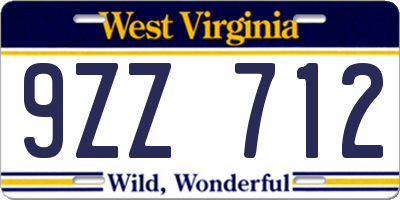 WV license plate 9ZZ712