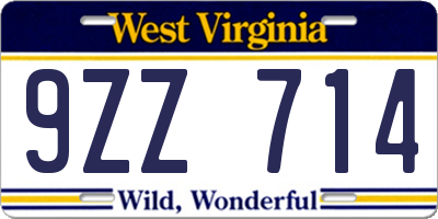WV license plate 9ZZ714