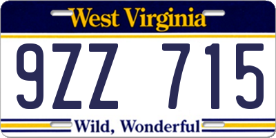 WV license plate 9ZZ715
