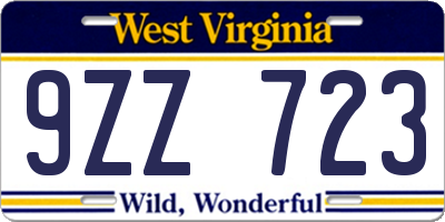 WV license plate 9ZZ723