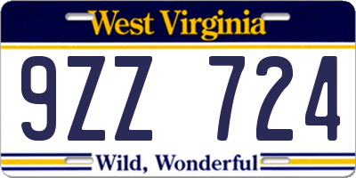WV license plate 9ZZ724