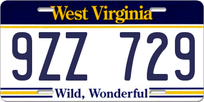 WV license plate 9ZZ729