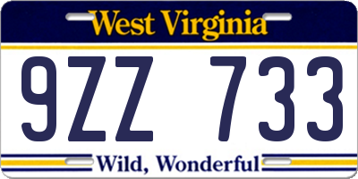 WV license plate 9ZZ733