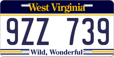 WV license plate 9ZZ739