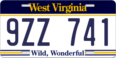WV license plate 9ZZ741