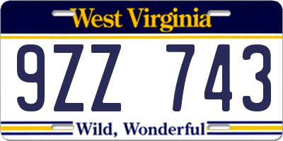 WV license plate 9ZZ743