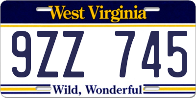WV license plate 9ZZ745