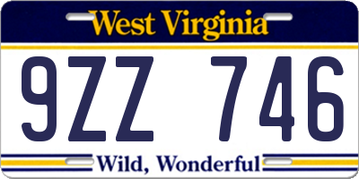 WV license plate 9ZZ746