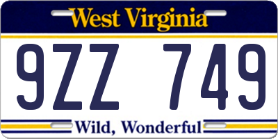 WV license plate 9ZZ749