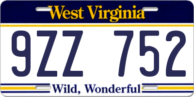 WV license plate 9ZZ752