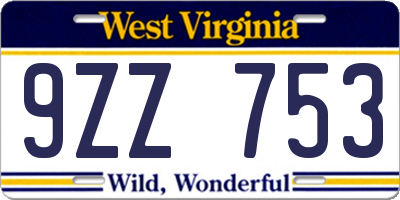 WV license plate 9ZZ753