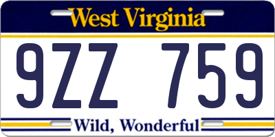 WV license plate 9ZZ759