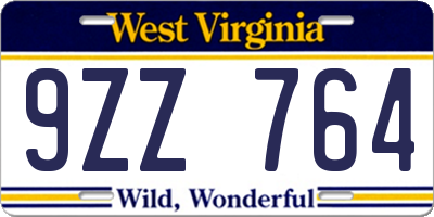 WV license plate 9ZZ764