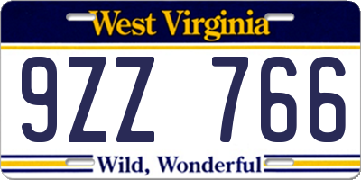 WV license plate 9ZZ766