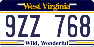 WV license plate 9ZZ768