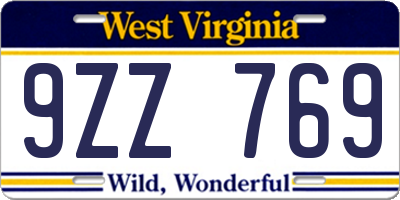 WV license plate 9ZZ769