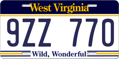 WV license plate 9ZZ770