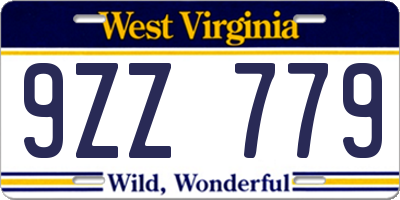 WV license plate 9ZZ779