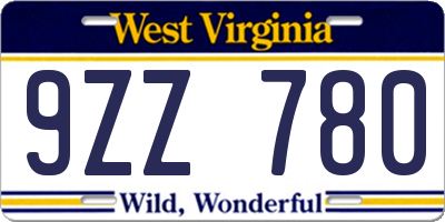 WV license plate 9ZZ780