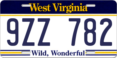 WV license plate 9ZZ782