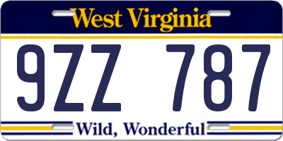 WV license plate 9ZZ787