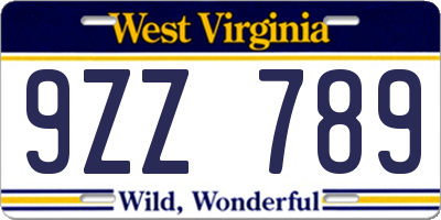 WV license plate 9ZZ789