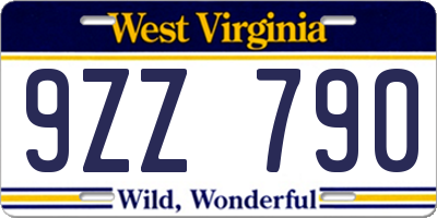 WV license plate 9ZZ790