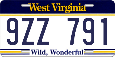 WV license plate 9ZZ791