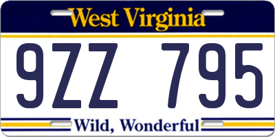 WV license plate 9ZZ795