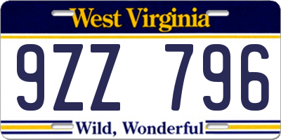 WV license plate 9ZZ796