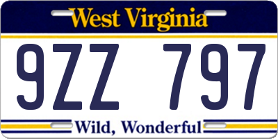 WV license plate 9ZZ797