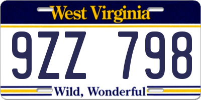 WV license plate 9ZZ798