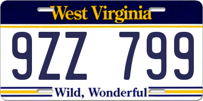 WV license plate 9ZZ799