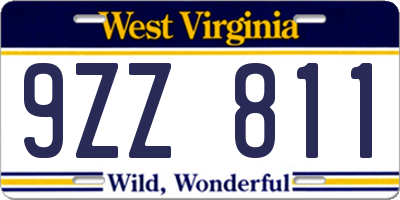 WV license plate 9ZZ811