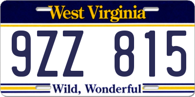 WV license plate 9ZZ815