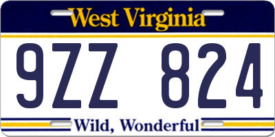 WV license plate 9ZZ824