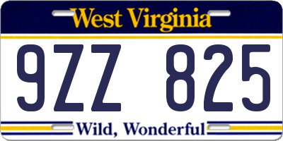 WV license plate 9ZZ825