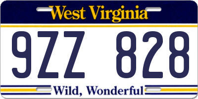 WV license plate 9ZZ828
