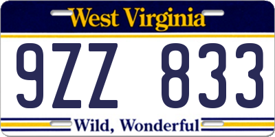 WV license plate 9ZZ833