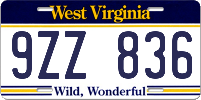 WV license plate 9ZZ836
