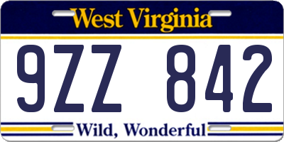 WV license plate 9ZZ842