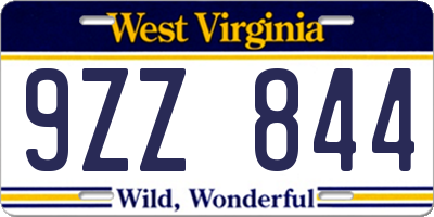 WV license plate 9ZZ844
