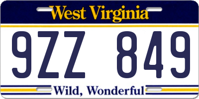 WV license plate 9ZZ849