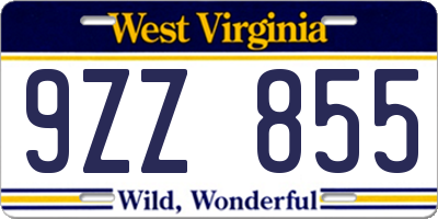 WV license plate 9ZZ855