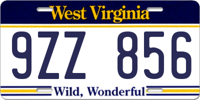 WV license plate 9ZZ856