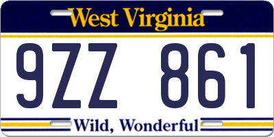 WV license plate 9ZZ861