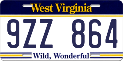 WV license plate 9ZZ864