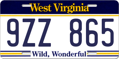 WV license plate 9ZZ865