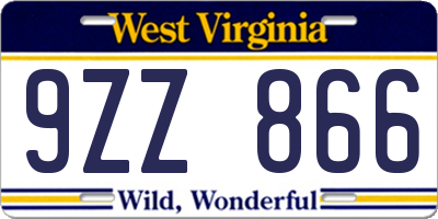 WV license plate 9ZZ866